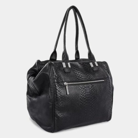 Celine Dion Elegy Snake Embossed  Large Leather Satchel - Picture 2 of 3